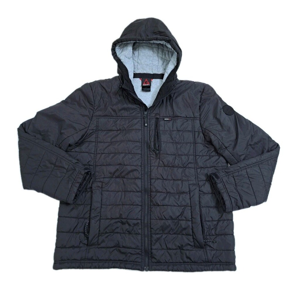 Gerry Jacket Men's Large Puffer Quilted Hooded Black Coat Insulated Zip Ski